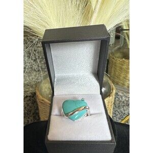 Vintage Mexican Sterling Silver Turquoise Heart Ring | Size 7